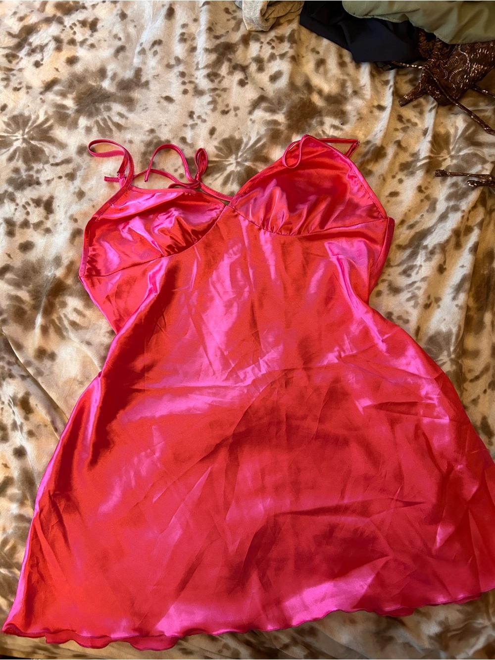 SHEIN Pink Satin Backless Mini Dress Size Large